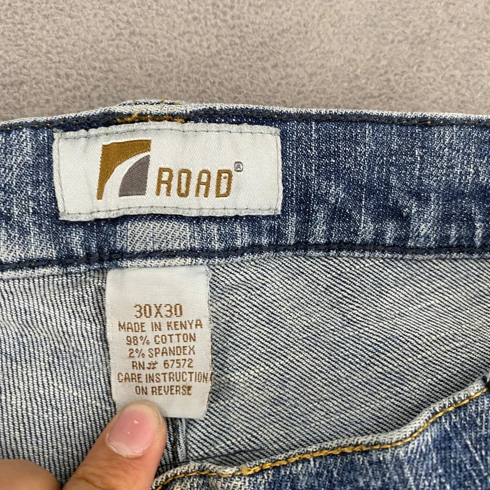Road Mens Straight Leg Jeans Blue Medium Wash Stretch Denim 30x30